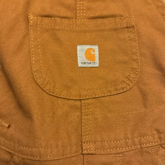 Carhartt blue plaid fleece lined bibs - Picture 2 of 3
